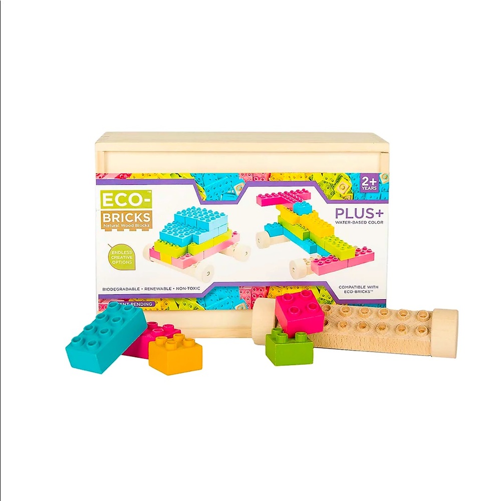 Colorful wooden blocks for toddlers eco-bricks